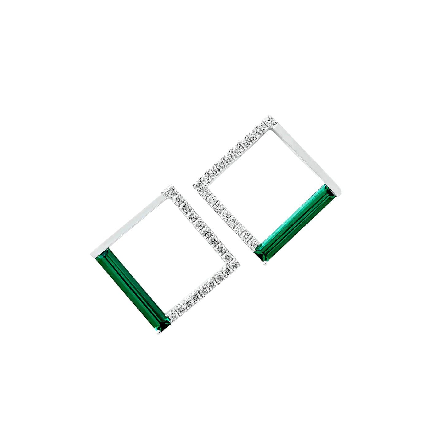 Aretes Esmeralda Baguette con diamantes