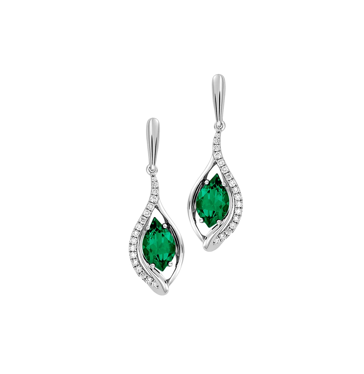 Aretes Esmeralda Flame con diamantes