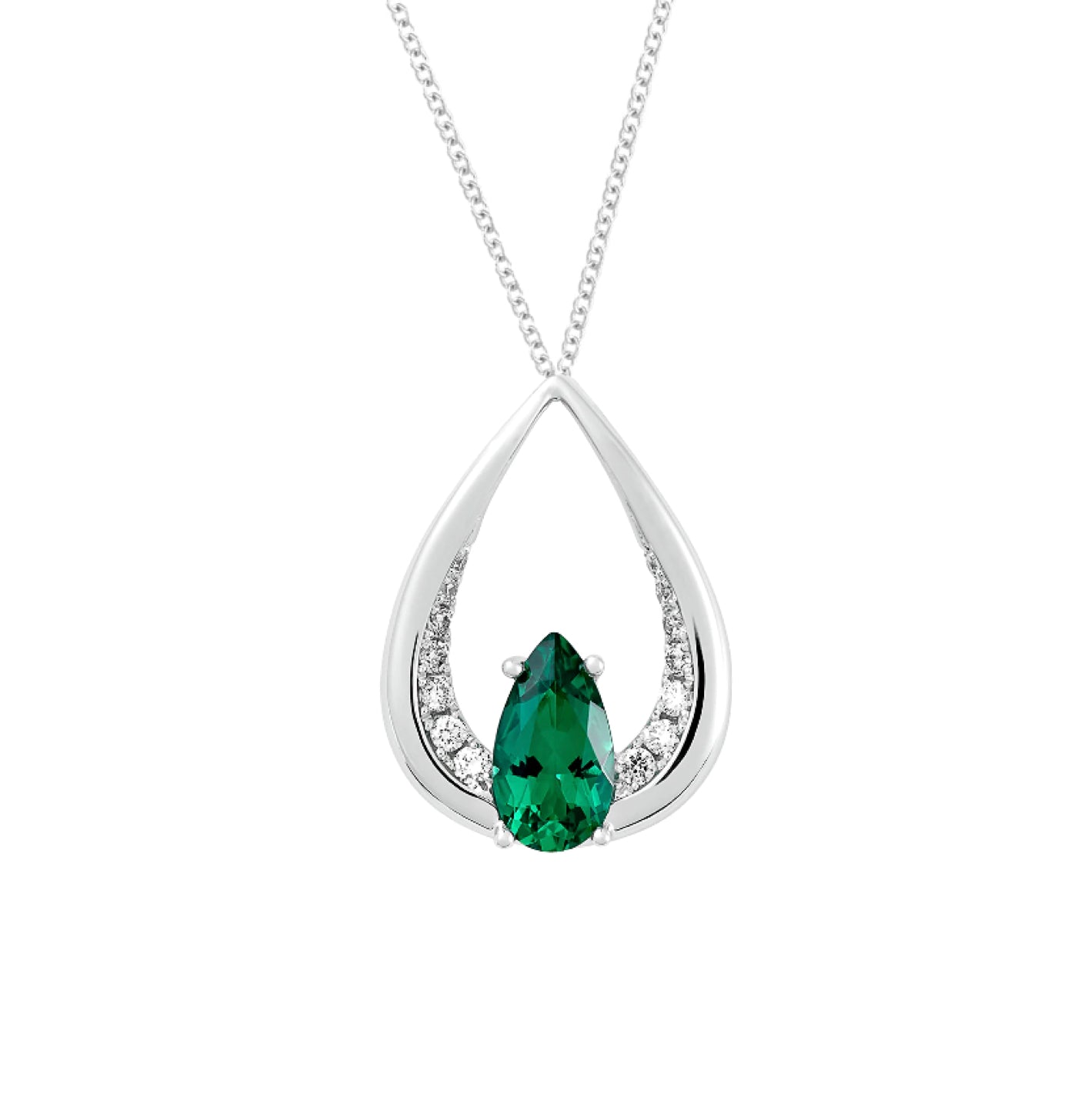 Collar Pear Esmeralda con diamantes