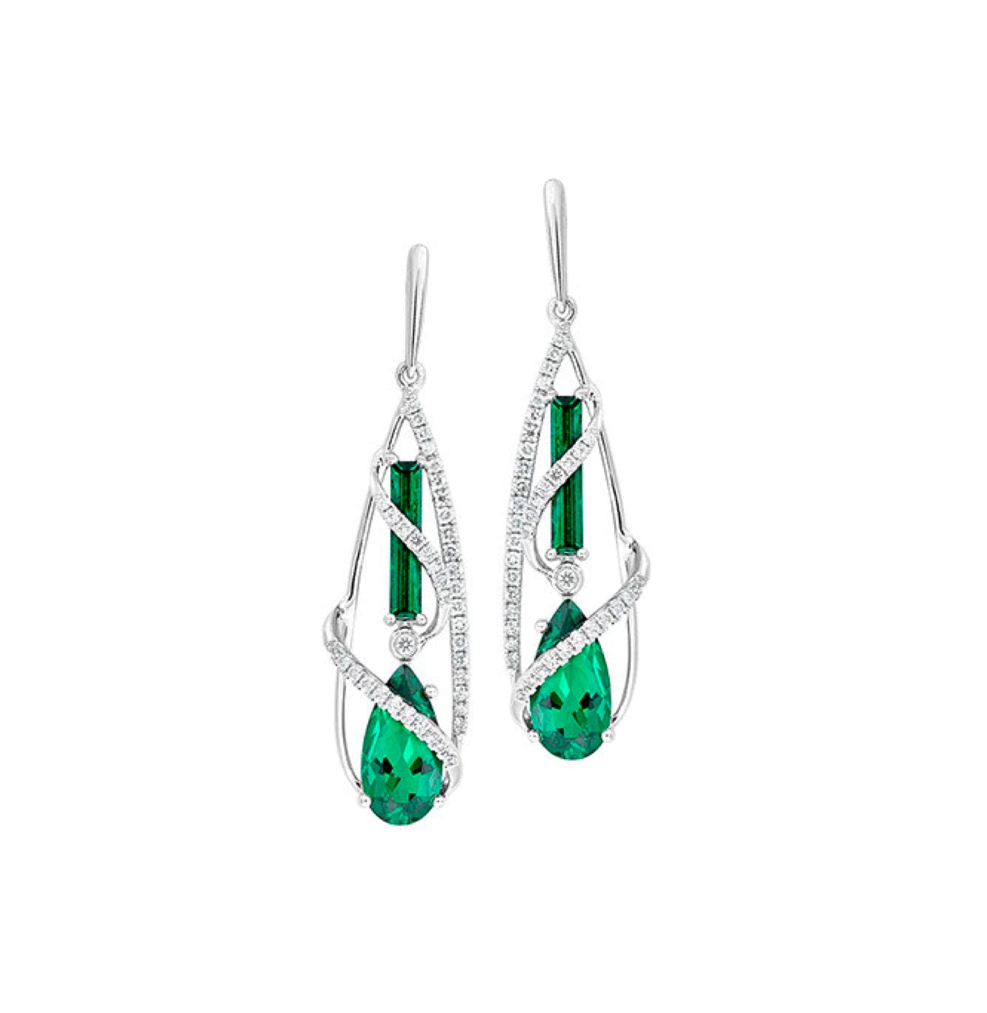 Aretes Esmeralda Baguette y Pera
