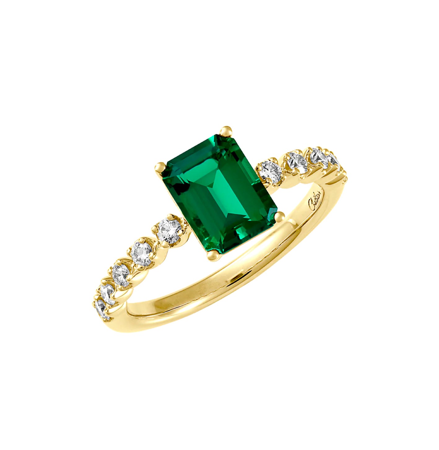 Anillo de Esmeralda con corte esmeralda y diamantes