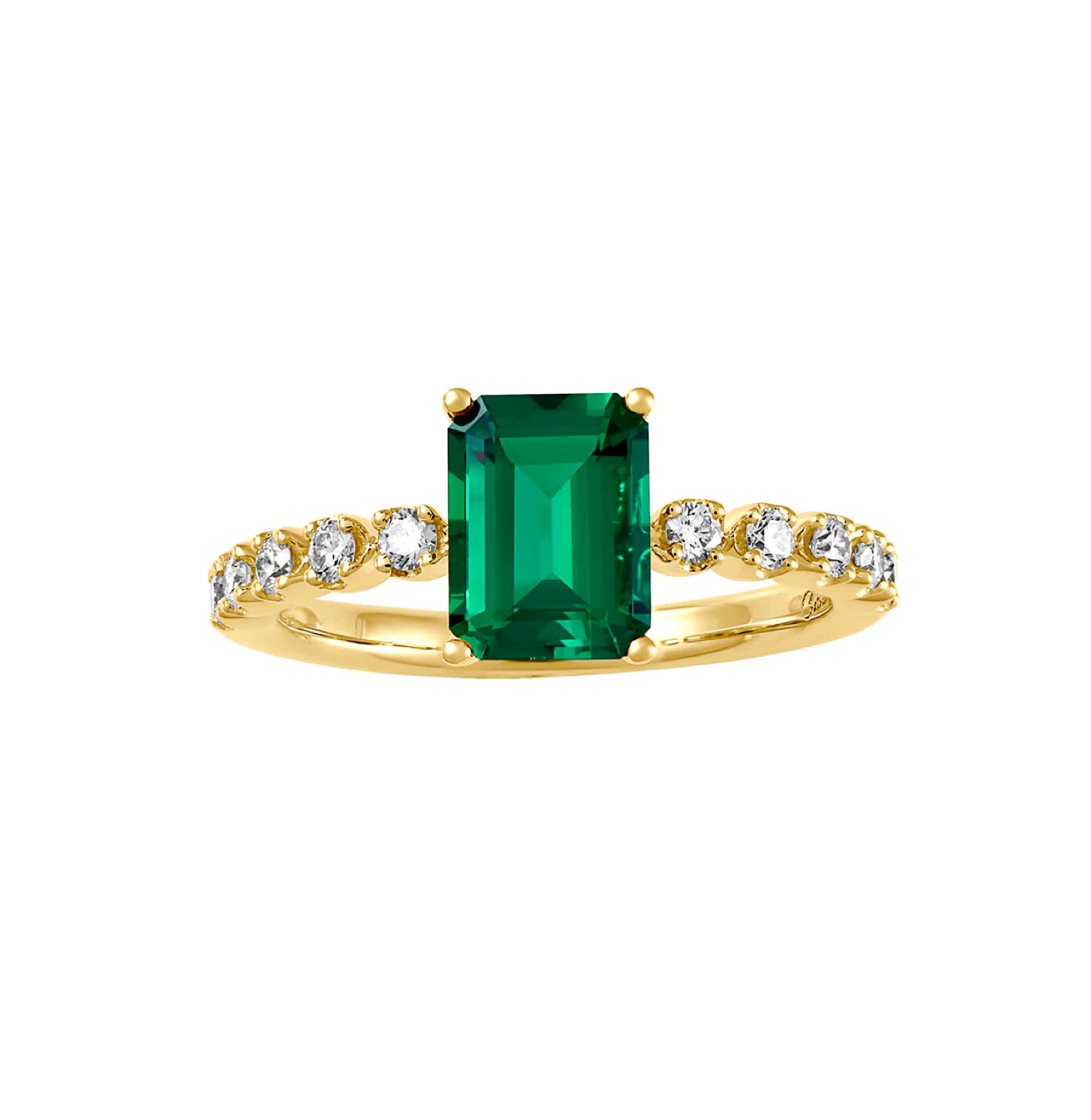 Anillo de Esmeralda con corte esmeralda y diamantes