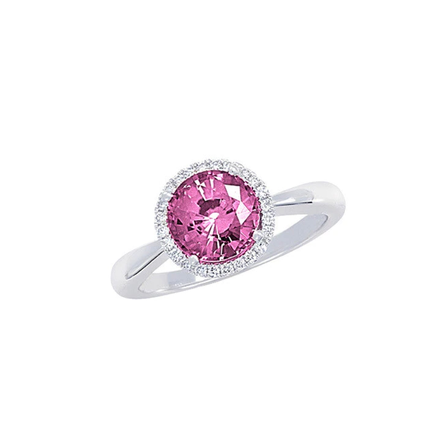 Anillo Zafiro Rosa Redondo