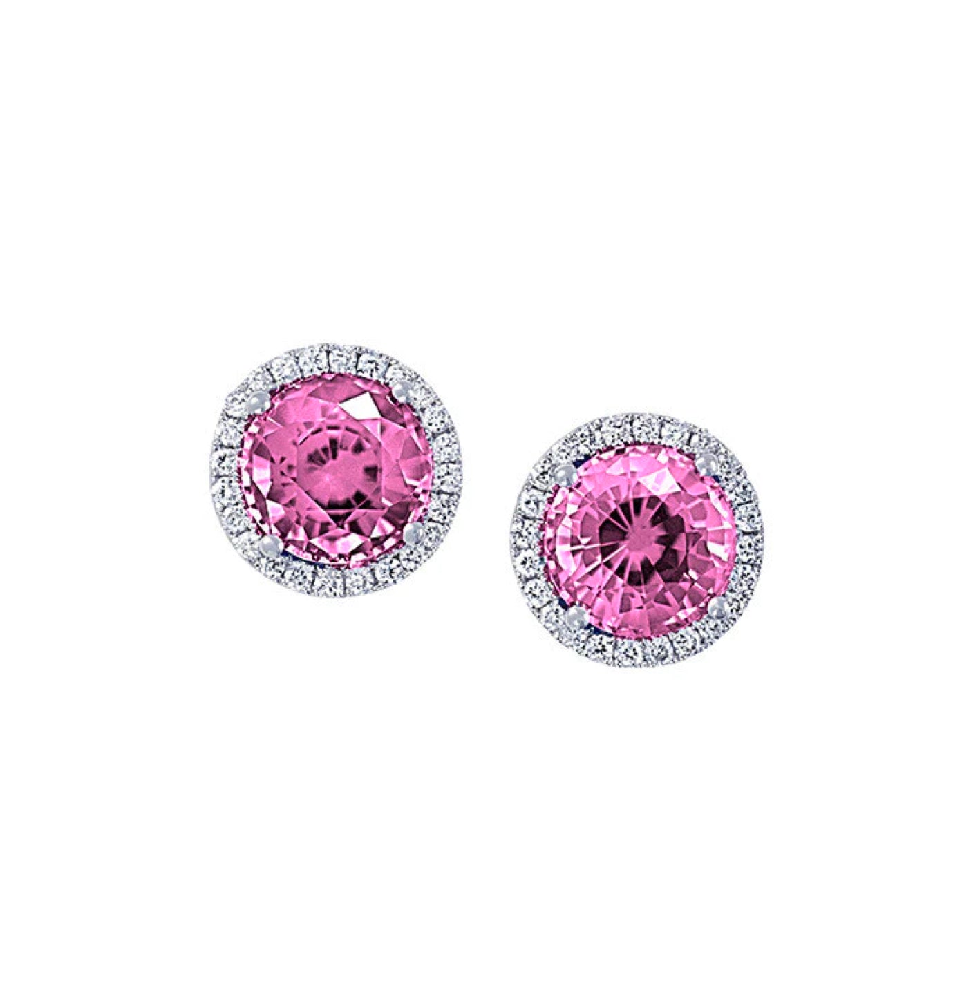 Aretes Zafiro Rosa Redondos
