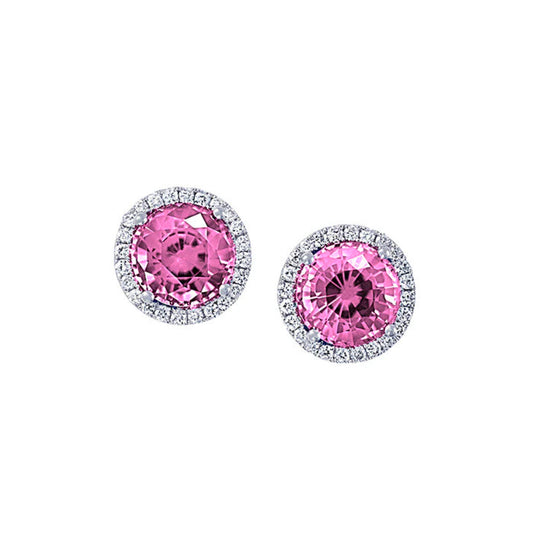 Aretes Zafiro Rosa Redondos
