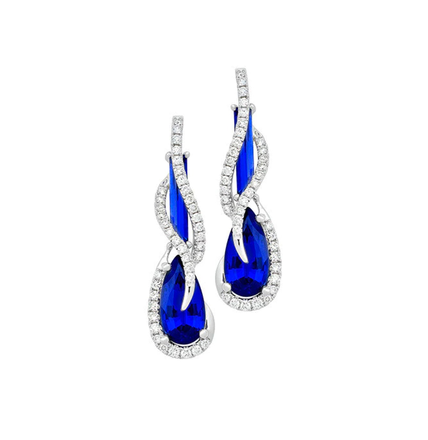 Aretes Zafiro Pera y Baguette
