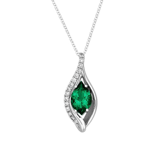 Collar Flame Esmeralda con diamantes